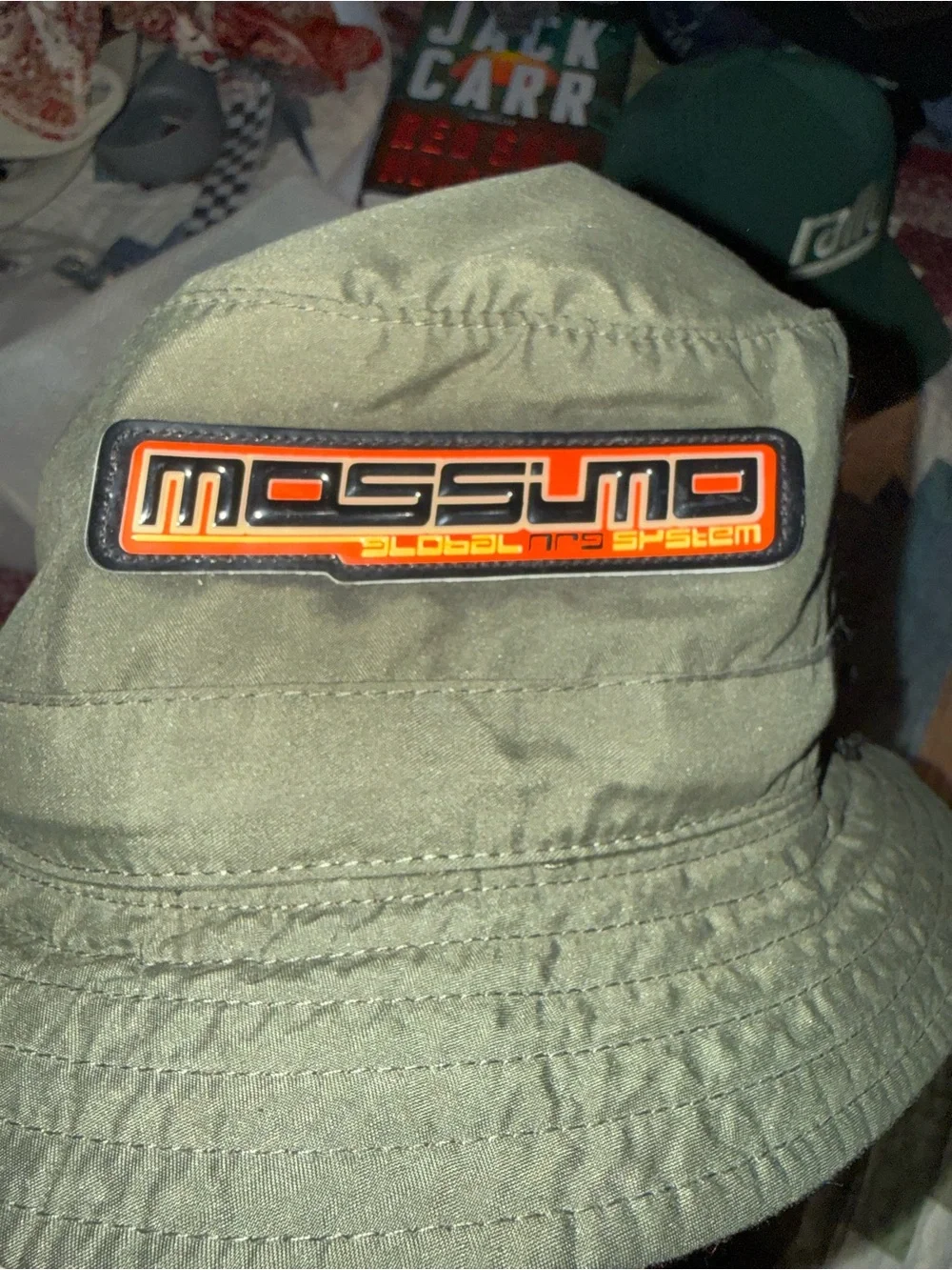 Mossimo Olive Green Bucket Hat with Logo Patch for kids one size